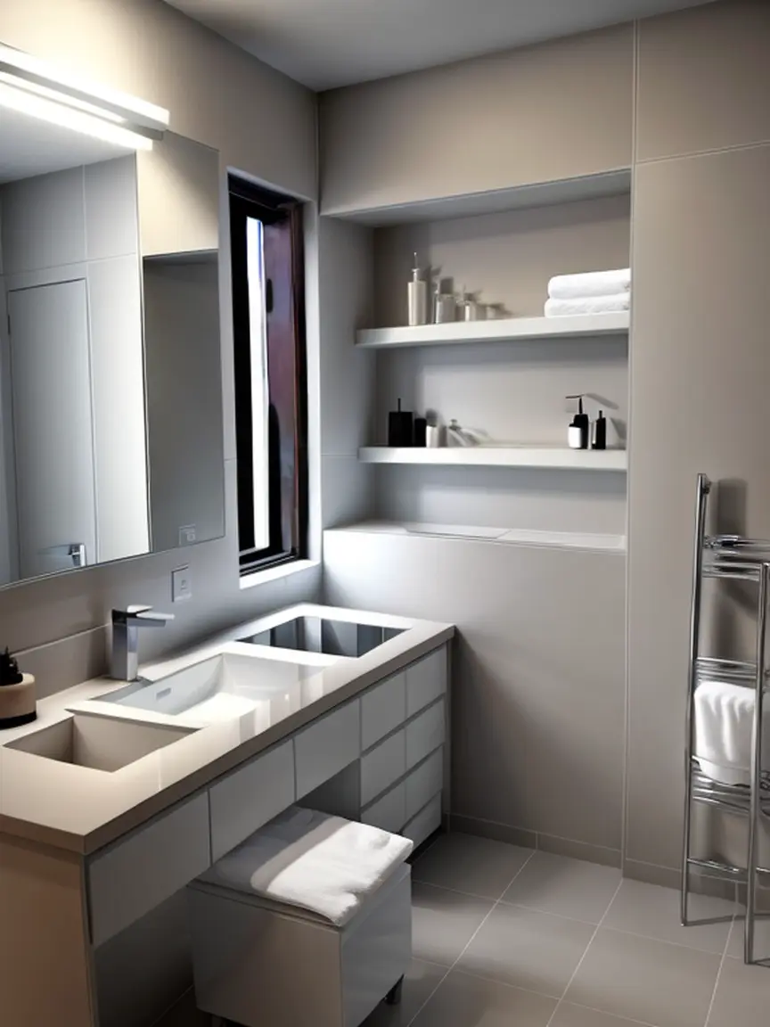 bathroom before and after modern AI redesign after