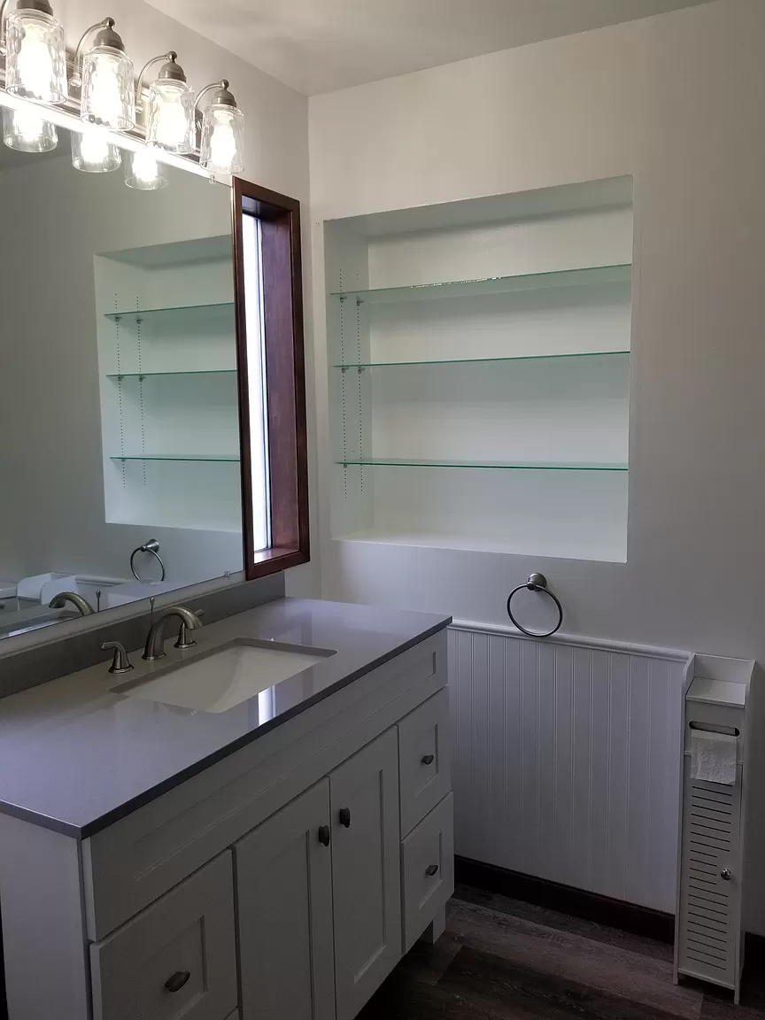 bathroom before and after modern AI redesign before