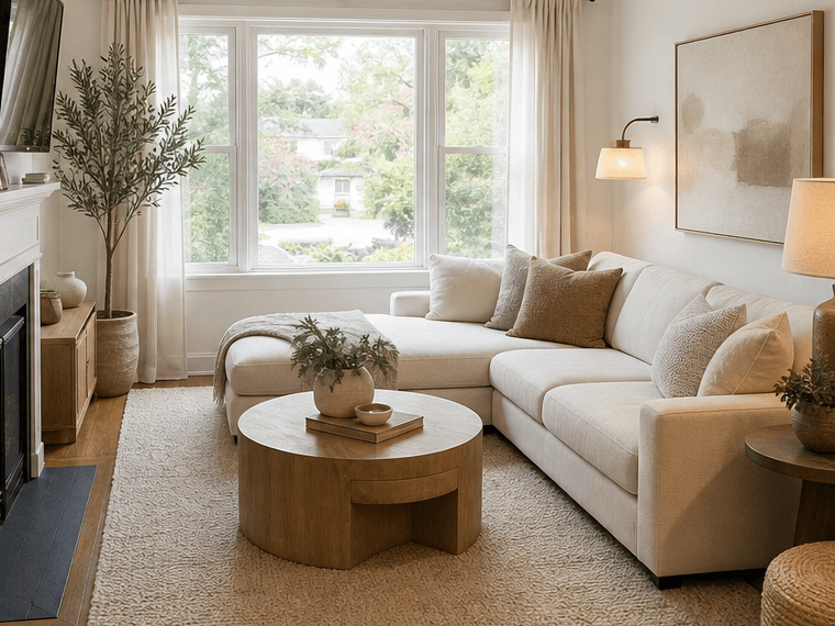 Living room after AI redesign