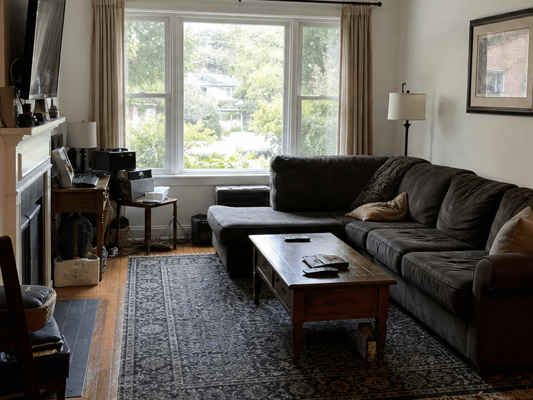 Living room before AI redesign